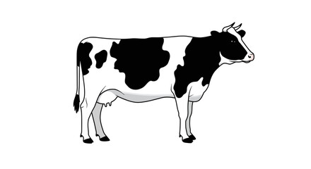 Black and white holstein friesian cow illustration