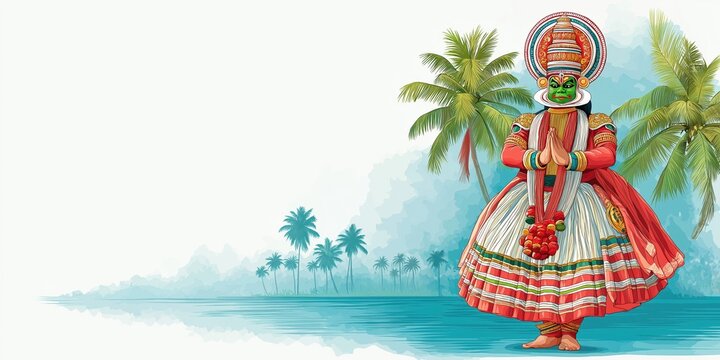 Onam watercolor background illustration.