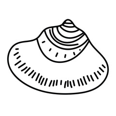 Stylized outline of a sea shell for nature-inspired projects.