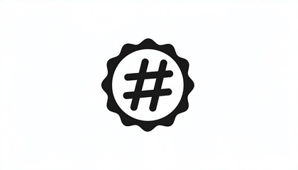 Hashtag symbol in a circular badge