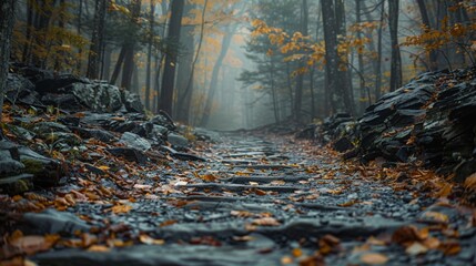 autumn forest in the morning