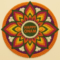 Onam colorful rangoli design.