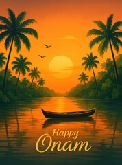 Happy onam card illustration.