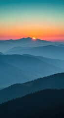 Obraz premium Panoramic Mountain Ridges at Sunrise: A Vision of Natural Splendor