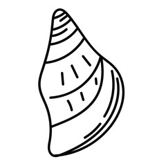 Hand-drawn vector illustration in minimal aesthetic. Stylized outline of a sea shell for nature-inspired projects.
