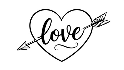 Heart-shaped love with arrow