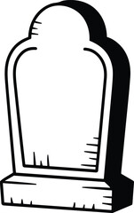 Classic Tombstone Line Art – Hand Drawn Grave Outline Vector