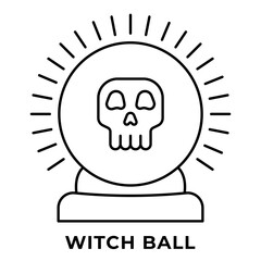 Witch Ball Icon, Magical Glowing Orb for Spells and Witchcraft, Icon Outline Style