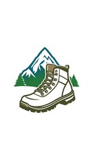 Hiking boot and mountains
