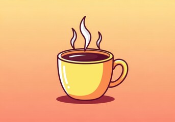 Obraz premium Stylized coffee mug illustration with steam on a calming backdrop