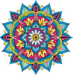 colorful mandala design with a circular center white background Free Vector