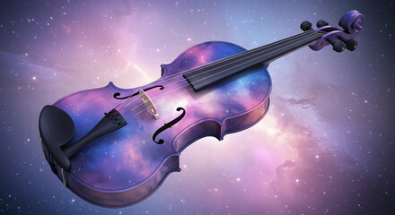 Fototapeta premium Galaxy Violin Cosmic Music Instrument