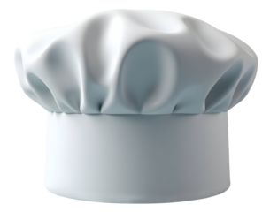 Professional white chef hat for culinary mastery, inspiring delicious food creations
