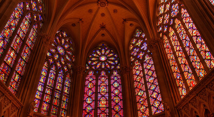 Fototapeta premium Stunning Gothic Church Stained Glass Windows