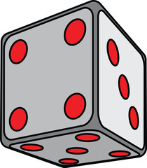 A Dice outline flat colors icon, Vector Illustration in perspectives