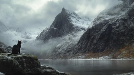 Landscape photography of a Nordic landscape without water. Snow fjords and rocks. Something that signifies durability and strength