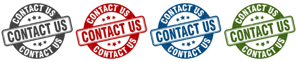 contact us stamp. contact us round stamp set isolated on white background