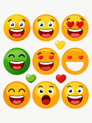 Fototapeta premium Collection of happy and loving emoji faces with hearts