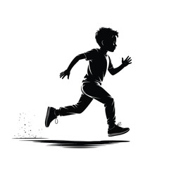 Silhouette of a young boy running with energy and speed © MDANTOR