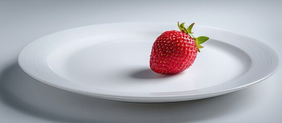 Single strawberry on a white plate (2)