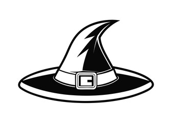 Classic black and white witch hat icon