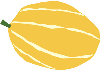 Cute Korean Melon Illustration — Hand-drawn Yellow Chamoe PNG