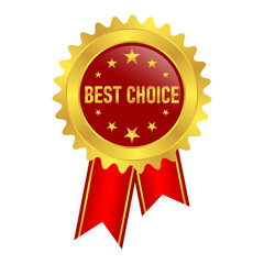 Best Choice Badge, Golden Award Ribbon with 