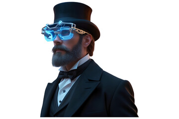 Futuristic Gentleman with Neon Tech Glasses 