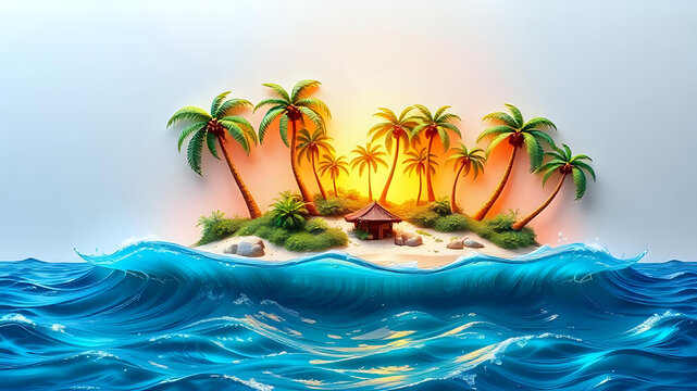 Tropical island with palm trees