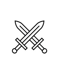 Two crossed swords icon simple line art