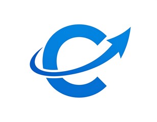 Letter C logo with arrow and orbit