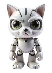 angry cat robot android, transparent background