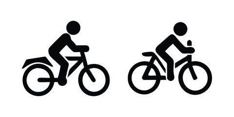 Vector art of bicycle icons isolated on white background, vector illustration of cyclist riding bike