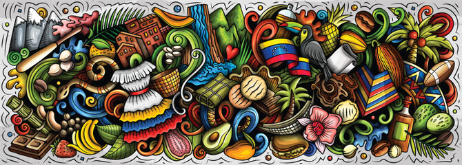 Colorful cartoon doodle vector illustration of Venezuela © balabolka
