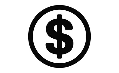 Obraz premium Minimal dollar sign icon in black silhouette within circle—symbol of currency, finance, economics, and monetary value on white background