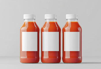 Three Juice Bottles Mockup