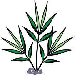 Minimalist Bamboo Tree with Green Leaves – Colorful Vector Art