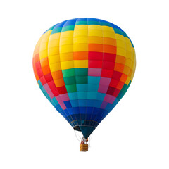 Fototapeta premium Vibrant hot air balloon soaring against a stark black backdrop, a colorful journey