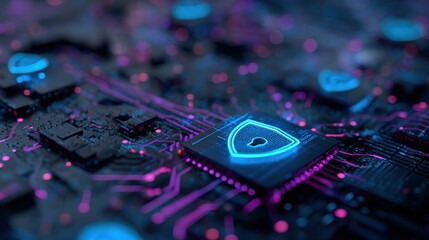 Fototapeta premium close up of electronic digital electronic circuit board semiconductor technology illustration hardware