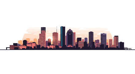 Minimalist Silhouette Houston Cityscape Building Skyline Illustration Background