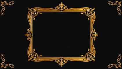 Elegant gold frame with ornate corners, customizable invitation template,  luxury,  formal