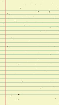 notebook paper sheet old with dirt and noise animation, school education vintage blank vertical social media motion design element