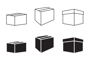 Package icons vector set in stroke line style