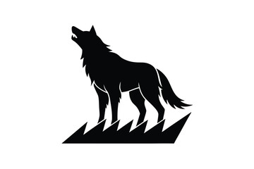 World animal day vector art of howling wolf silhouette isolated