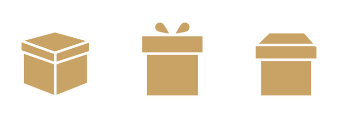 Box delivery icon set. Shopping package box. Cardboard box icons in flat style. Vector illustration.