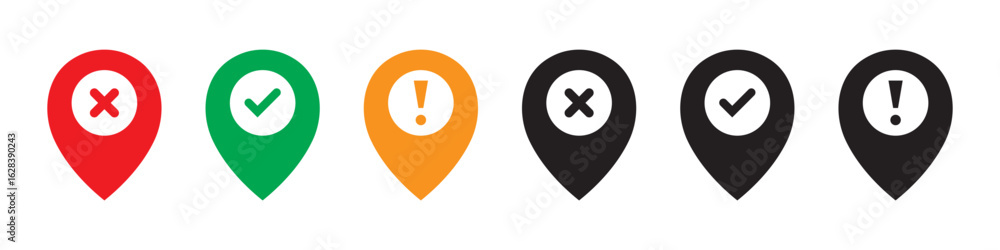 Poster right or wrong icons. green tick and red cross checkmarks in circle flat icons. yes or no symbol, ap