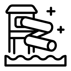 This Water slide icon is suitable for Amusement Park, Entertainment, etc.