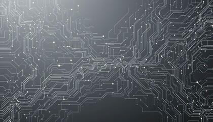 Gray Background Abstract with White Circuit Lines