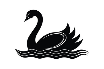 World animal day vector art of swan silhouette swimming water isolated