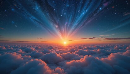 Celestial Sunset Across a Cloud Sea